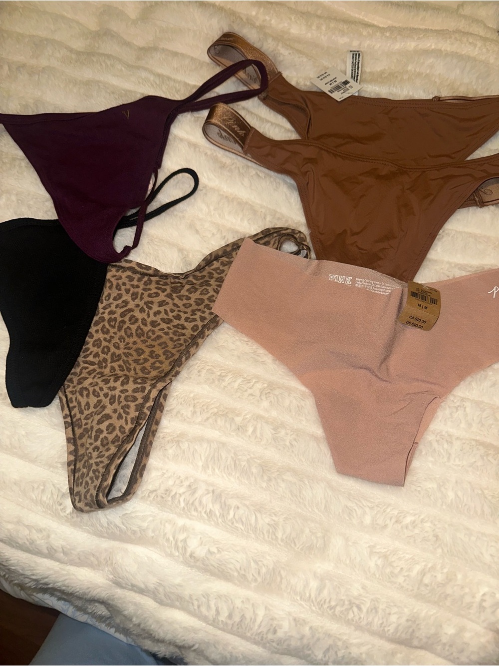 PINK Victoria's Secret Brown & Mauve Bikini and Thong Set (6)
